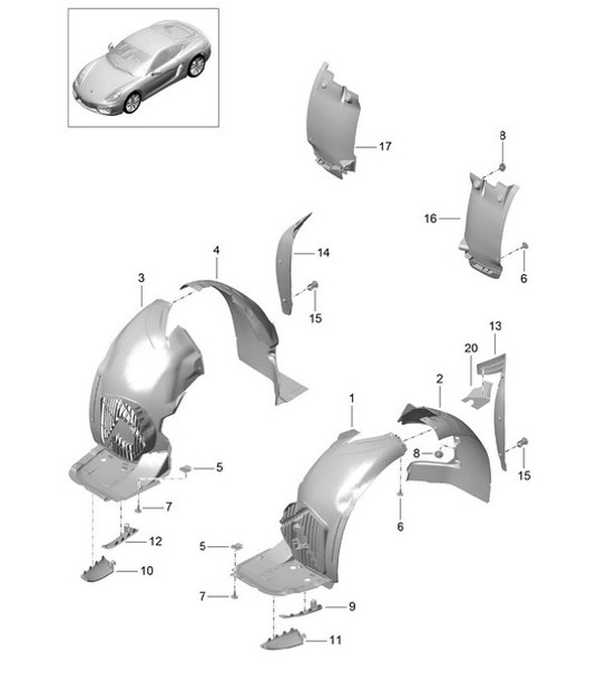 Verkleidungen / Radgehäuse 981C Cayman / Cayman S 2014-16