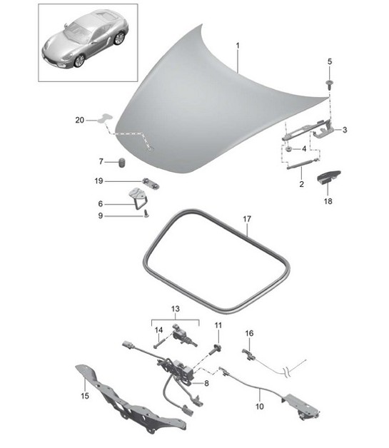 Diagram 803-000 Porsche Macan (95B) MK1 (2014-2018) Karosserie