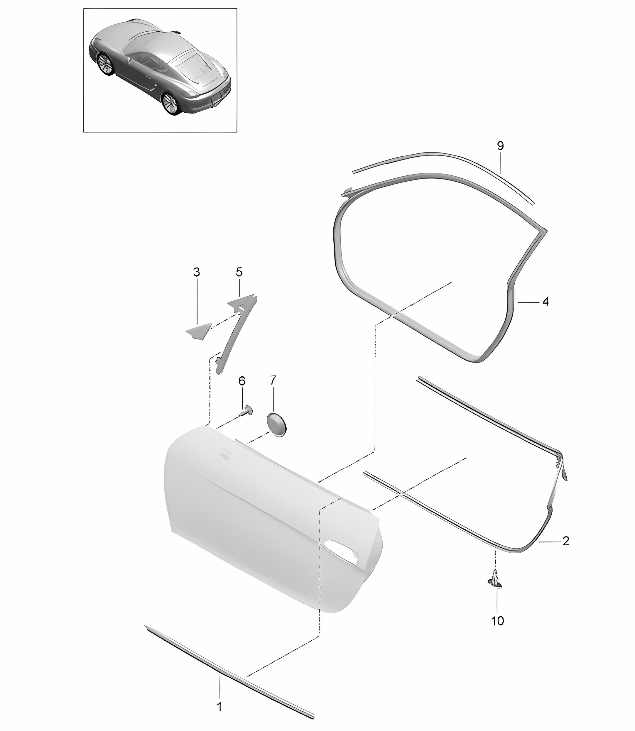 Door seal and Trim 981C Cayman / Cayman S 2014-16