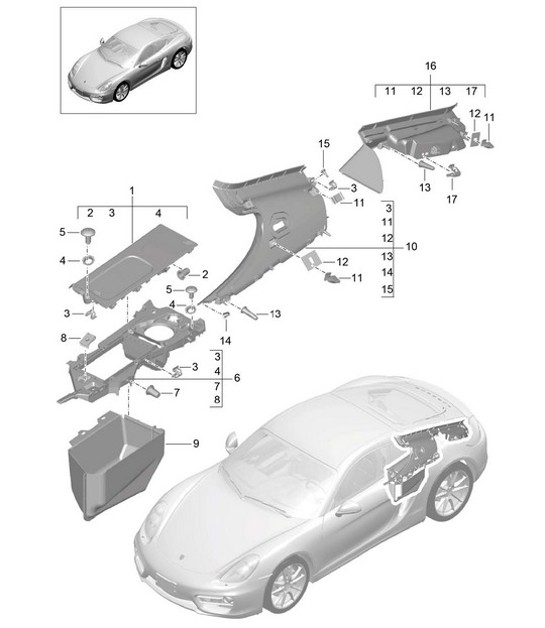 Verkleidungen / Motorraum - Seite Hinten - 981C Cayman / Cayman S 2014-16