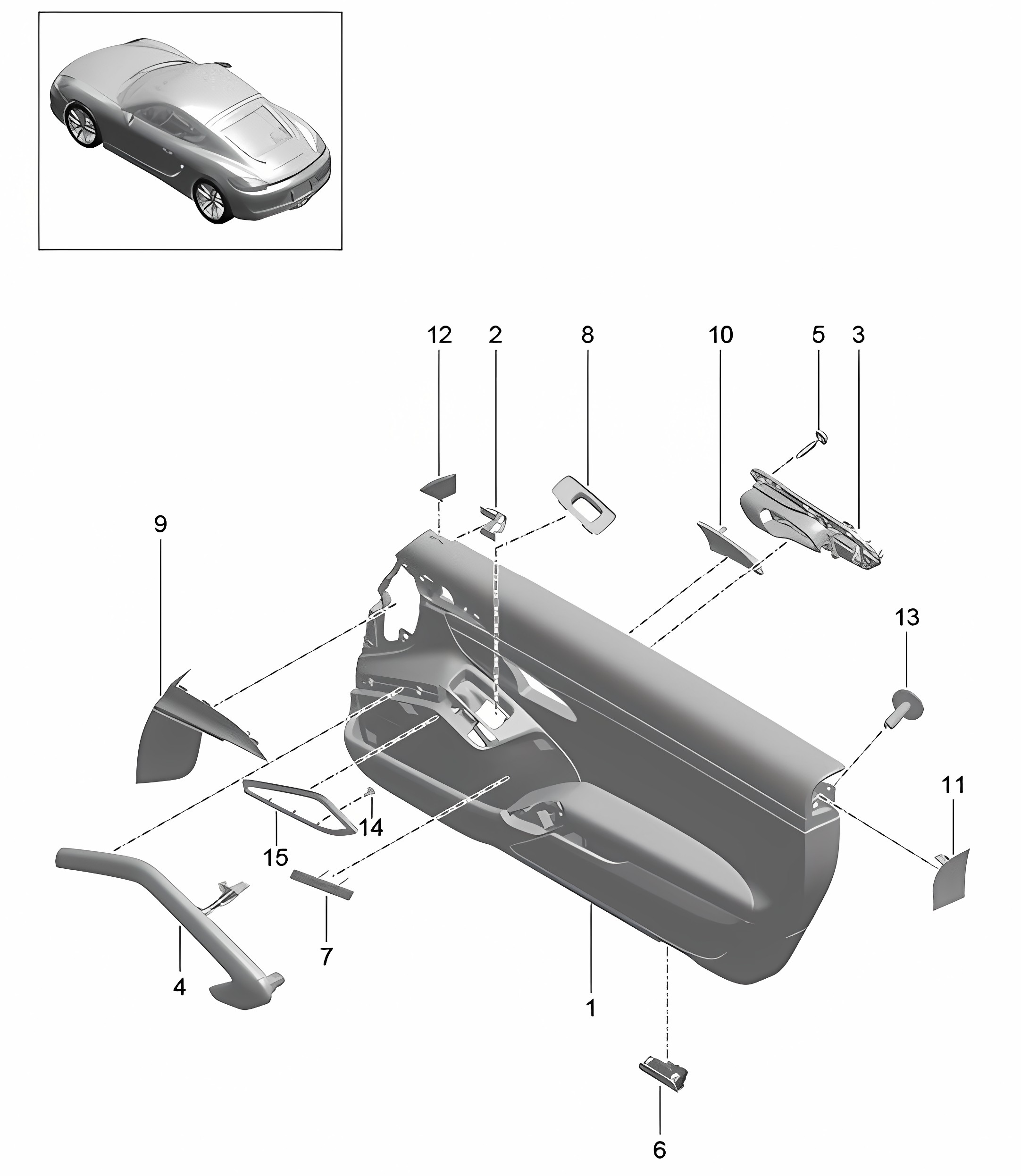 Door panel / Accessories / Trim / Leather (PR:XWA,981, -788)  981C Cayman / Cayman S 2014-16