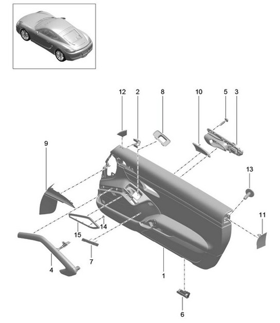 Türverkleidung / Leder / Zubehör / Zierteile / in Außenfarbe / Lackiert (PR:XWE,981, 788) 981C Cayman / Cayman S 2014-16