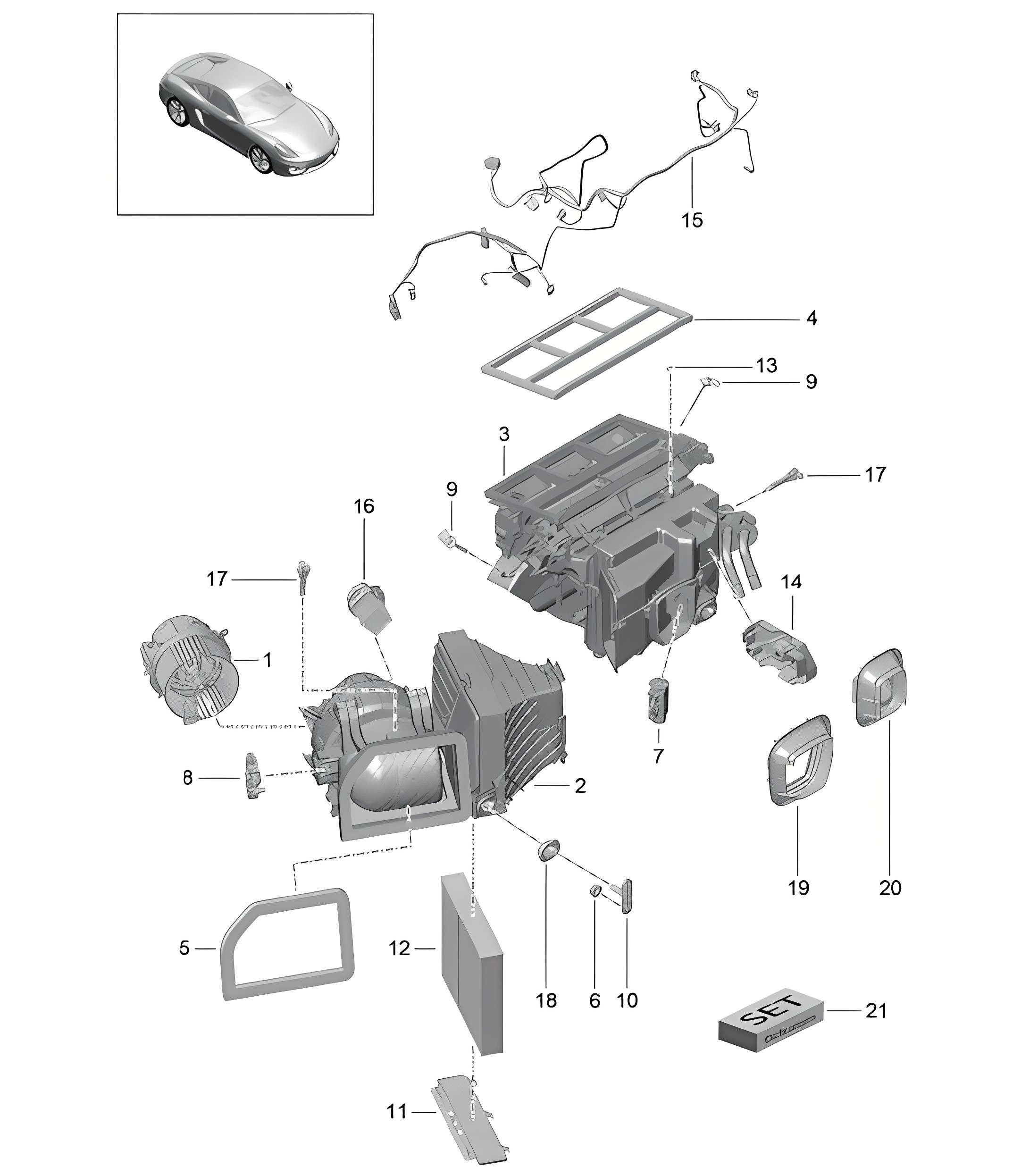 Air conditioner and Individual parts 981C Cayman / Cayman S 2014-16
