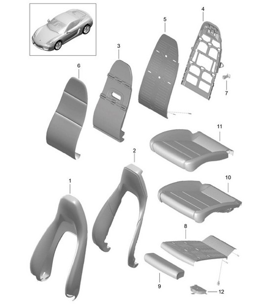 Schaumstoffteil / Bezug / Sportsitz 981C Cayman / Cayman S 2014-16