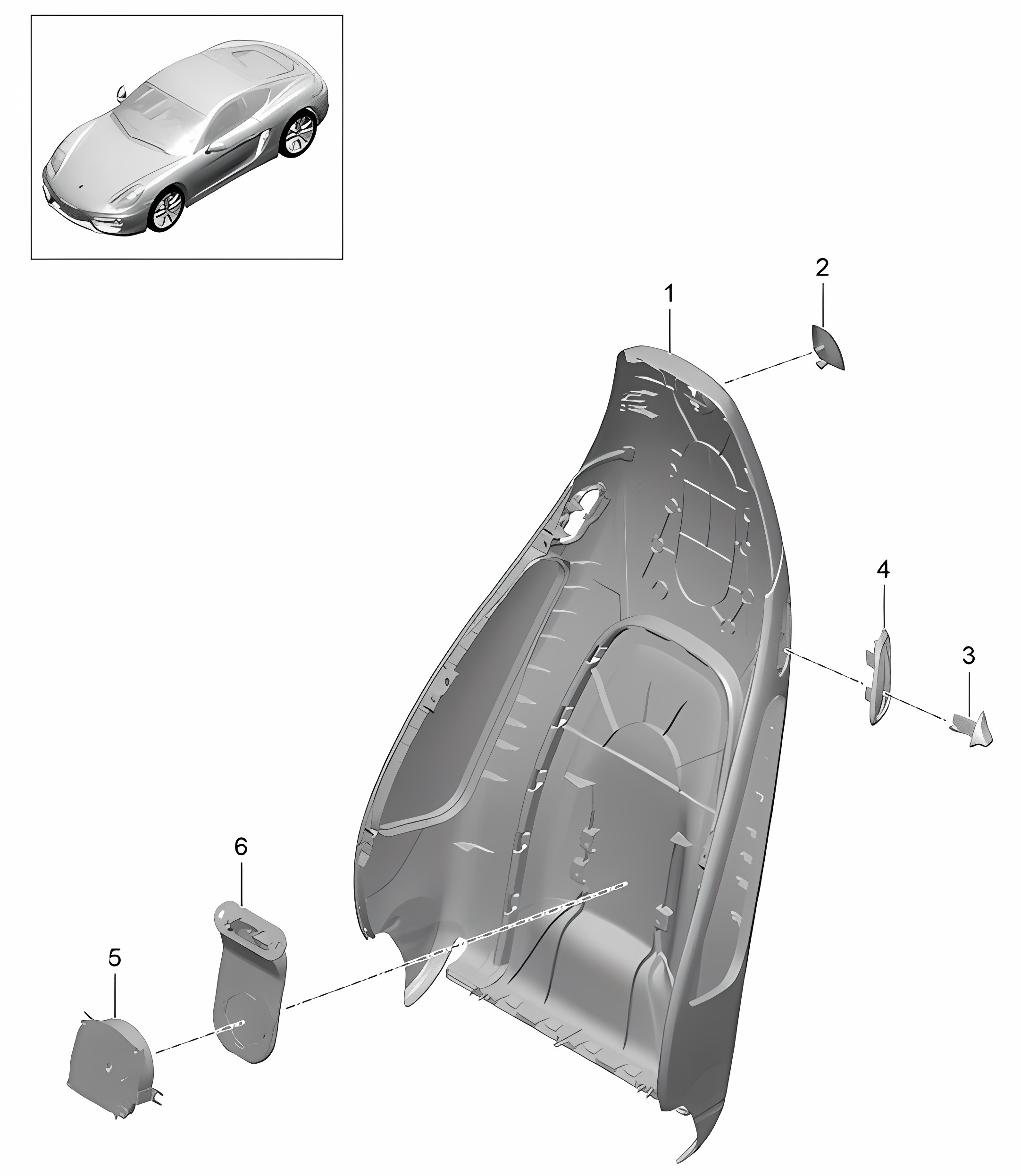 Backrest shell / sports seat / Accessories 981C Cayman / Cayman S 2014-16