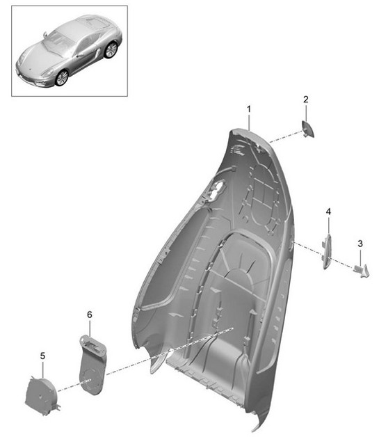 Rückenlehnenschale / Sportsitz / Zubehör 981C Cayman / Cayman S 2014-16