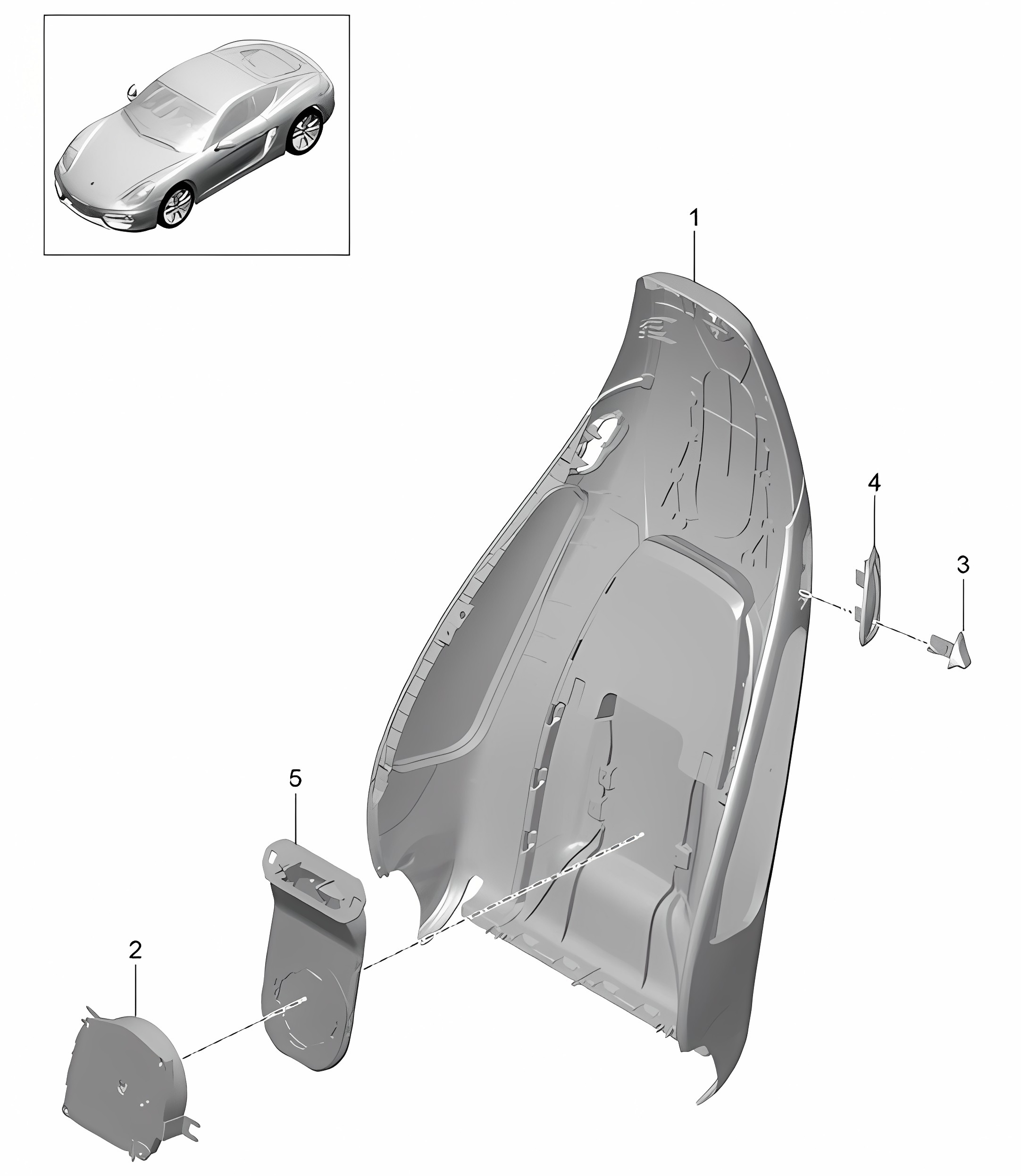 Backrest shell / Sports seat Plus / Accessories  981C Cayman / Cayman S 2014-16