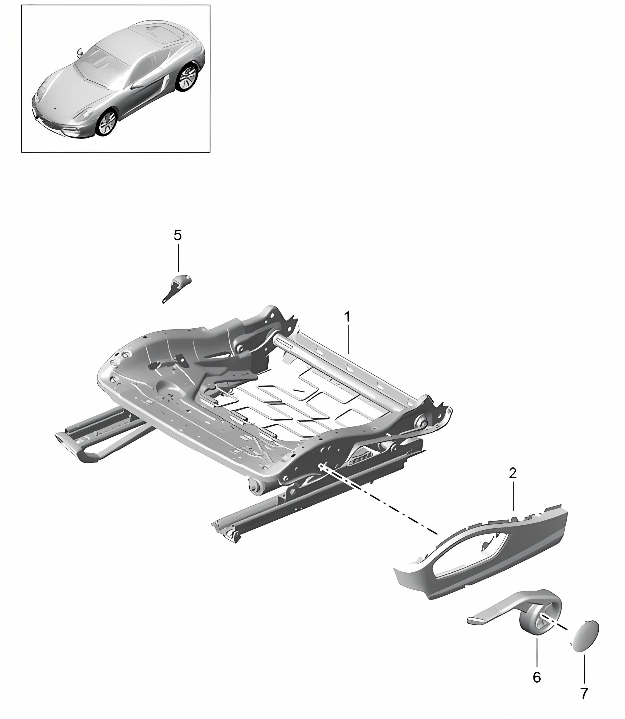 Seat frame / Sports seat Plus  / Accessories  981C Cayman / Cayman S 2014-16