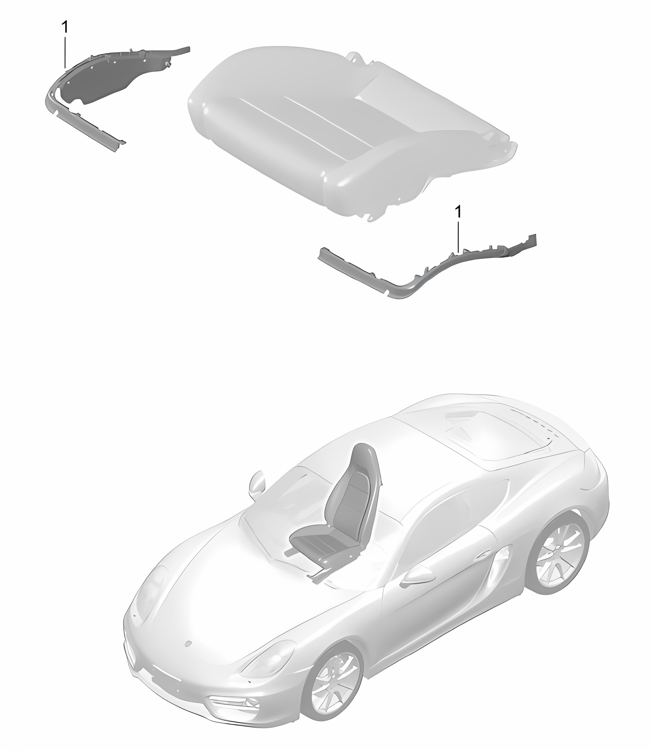 Cushion carrier / Frame / Seat surface / Sports seat Plus / repair set / seat occupied recognition  981C Cayman / Cayman S 2014-16