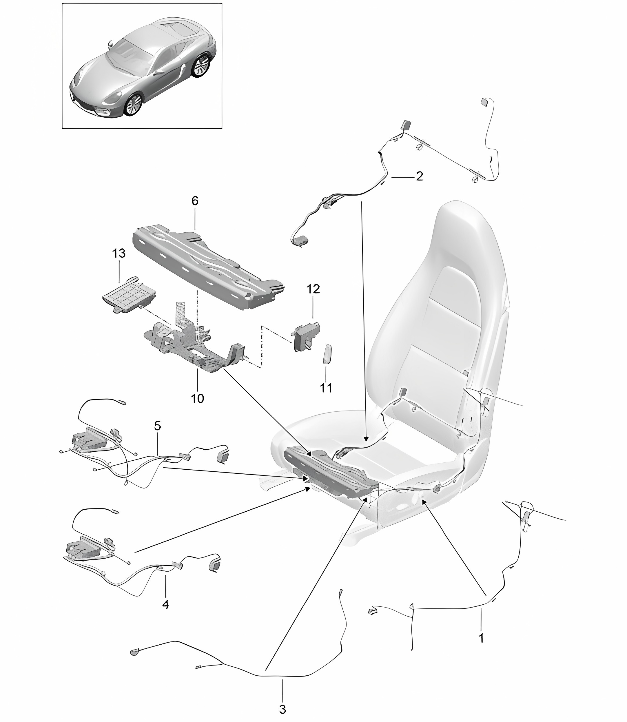 Wiring looms / Switch / Control unit / Electric motor / Sports seat  981C Cayman / Cayman S 2014-16