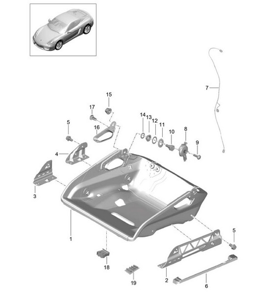 Schalensitz / Zusammenklappbar / Sitzrahmen / Zubehör 981C Cayman / Cayman S 2014-16