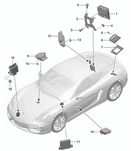 Diagram 901-003 Porsche 997 (911) MK2 2009-2012 Electrical equipment
