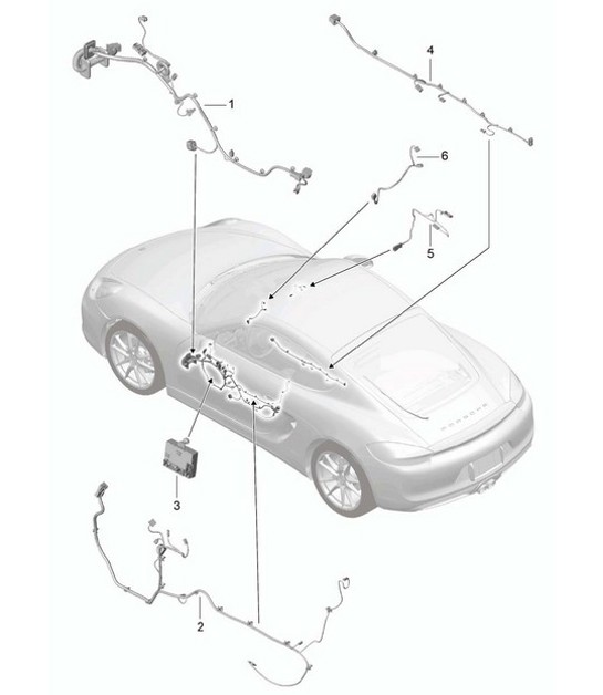 Cablaggi/porte/consolle centrale/vano portaoggetti/unità di controllo/porte/cronometro 981C Cayman/Cayman S 2014-16
