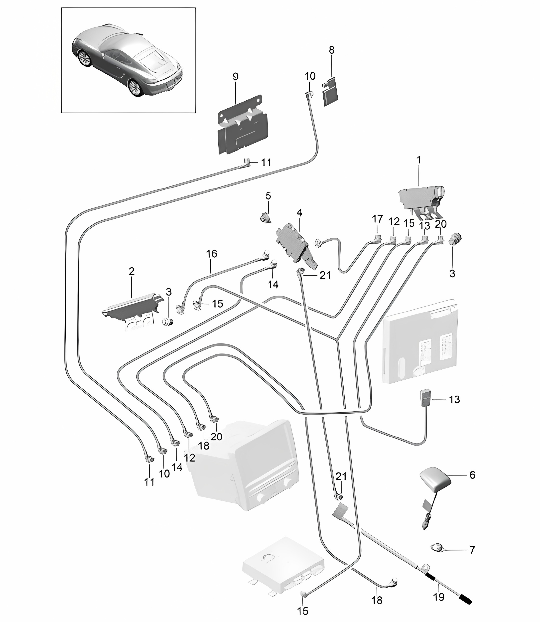 Aerial amplifier / Aerial / Connecting line 981C Cayman / Cayman S 2014-16