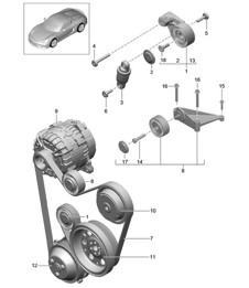 Belt tensioner / V-belt 981.SP Boxster Spyder 2016