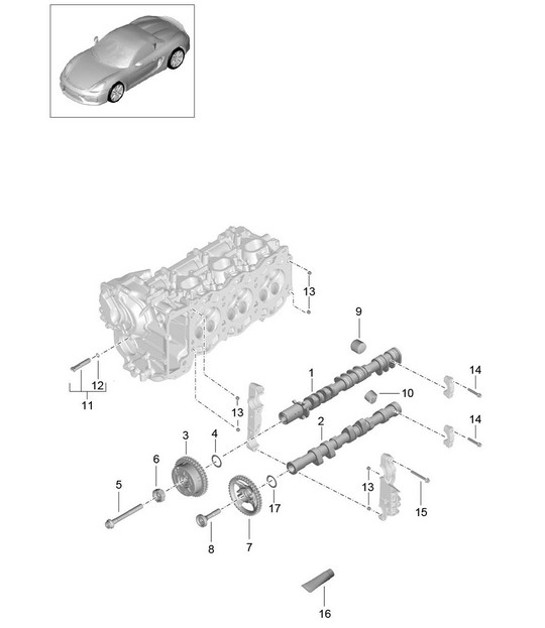 Diagram 103-010 Porsche 955 Cayenne 3.2L V6 2003-06 Engine
