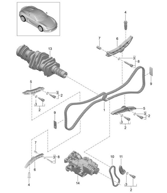 Diagram 103-015 Porsche 955 Cayenne 3.2L V6 2003-06 Engine