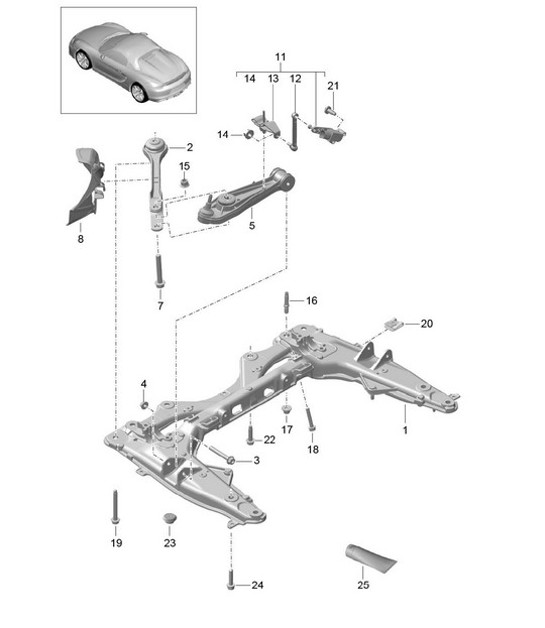Diagram 401-000 Porsche Macan (95B) MK1 (2014-2018) Vorderachse, Lenkung 