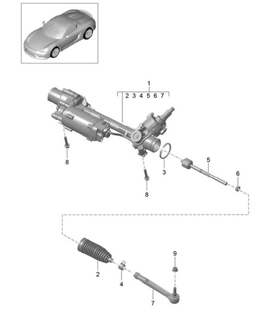 Diagram 403-000 Porsche Macan (95B) MK1 (2014-2018) Eje delantero, dirección 