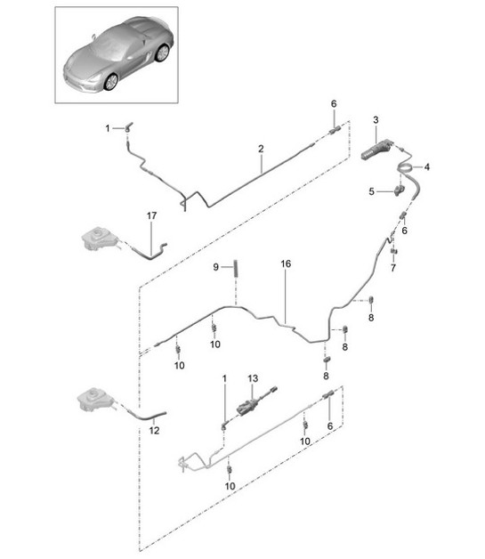 Diagram 702-008 Porsche 356 (1950-1965) Hand Lever System, Pedal Cluster 