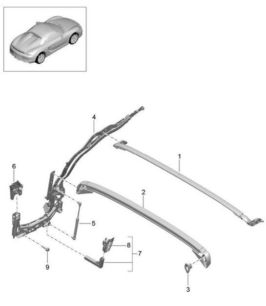 Bastidor superior / Piezas individuales 981.SP Boxster Spyder 2016