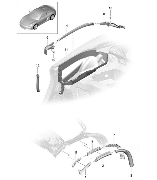 Capota / Junta / Bandeja recoge agua 981.SP Boxster Spyder 2016