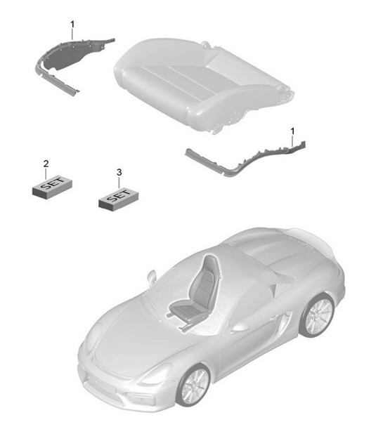 Portacojines / Estructura / Superficie del asiento / Asiento deportivo Plus / set de reparación / reconocimiento de asiento ocupado 981.SP Boxster Spyder 2016