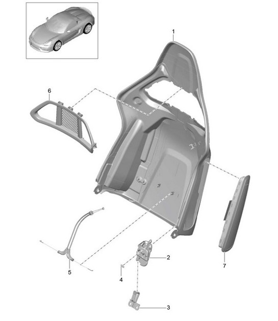 Carcasa respaldo / Asiento baquet / Abatible / Accesorios 981.SP Boxster Spyder 2016