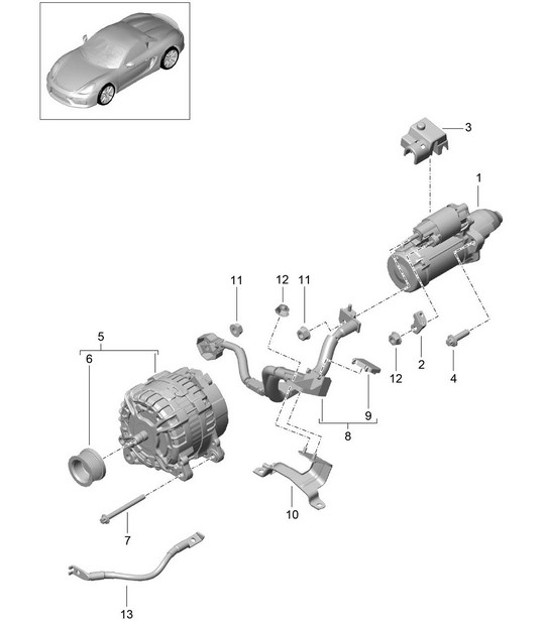 Diagram 902-005 Porsche Cayman 718 2.0L Manual (300 Bhp) Équipement électrique