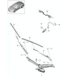 Windscreen wiper system, compl / Rain sensor 981.SP Boxster Spyder 2016