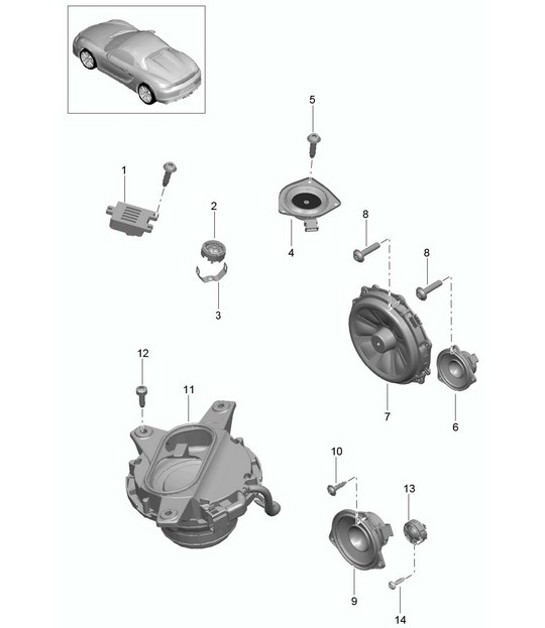 Diagram 911-005 Porsche Cayman GT4 3.8L 2015-16 Electrical equipment