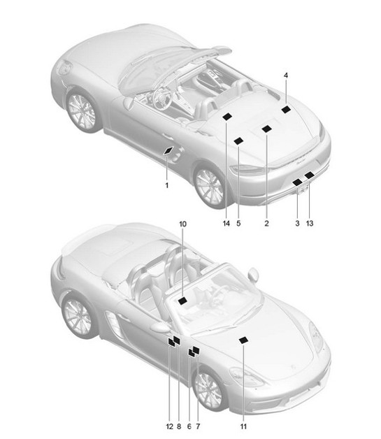 Diagram 001-005 Porsche Boxster 718 2.0L PDK (300 Bhp) 2017>> Accessories & others 