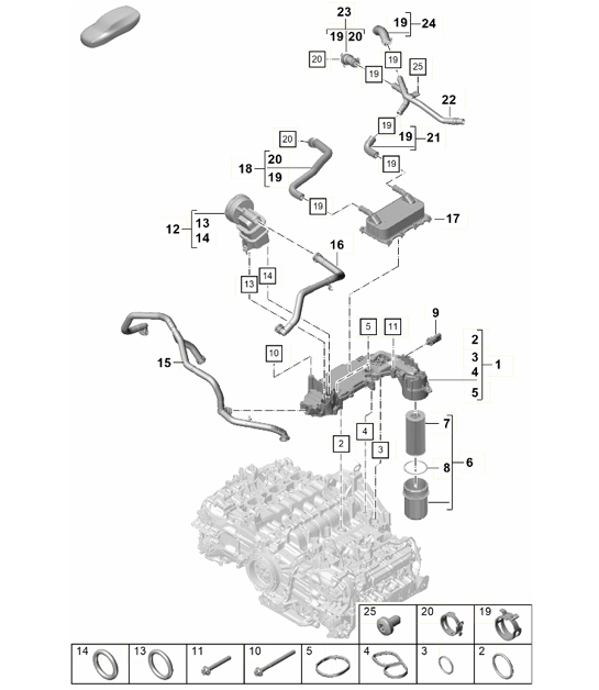 Diagram 104-007 Porsche 964 (911) C4 1989-93 Motor