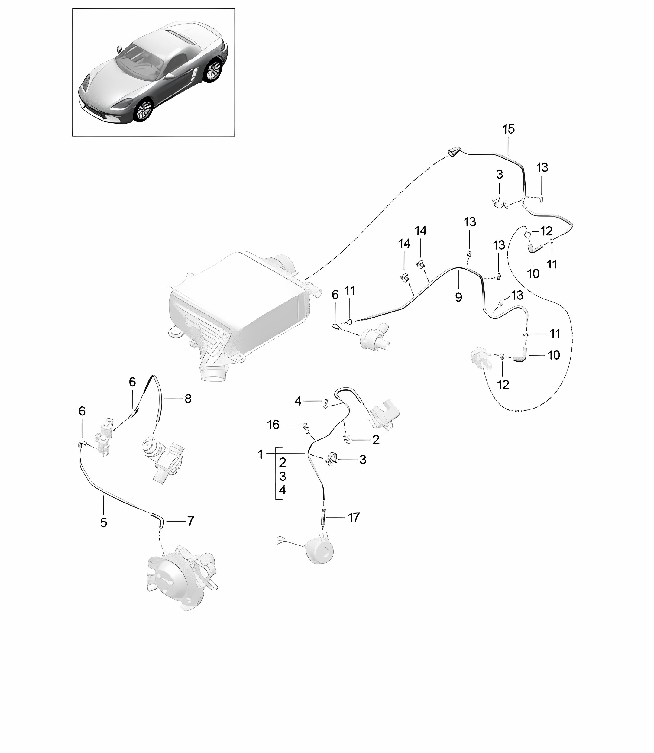 Control line / Boost pressure / Coolant pump / Bypass valve 718 (982) Boxster 2017>>