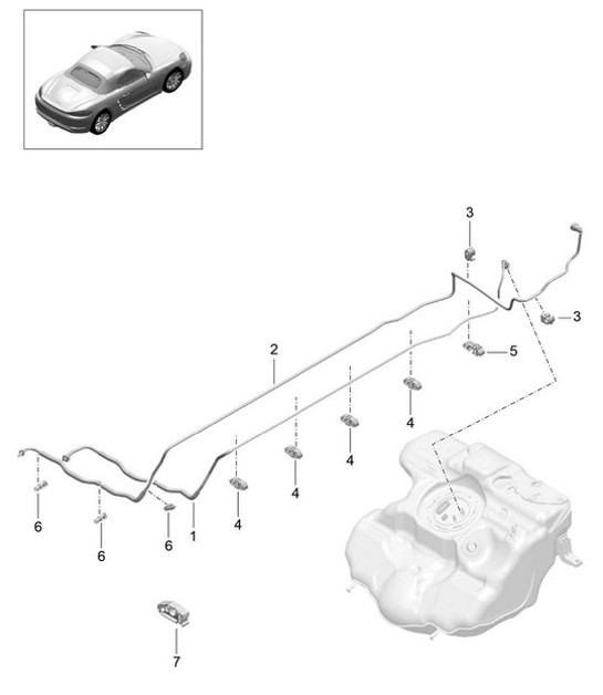 Diagram 201-005 Porsche Macan (95B) MK1 (2014-2018) Fuel System, Exhaust System