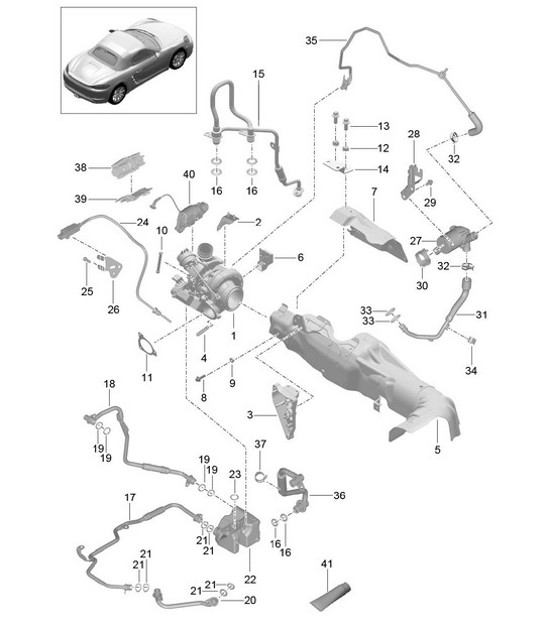 Diagram 202-005 Porsche Cayman 987C / 981C (2005-2016) Fuel System, Exhaust System