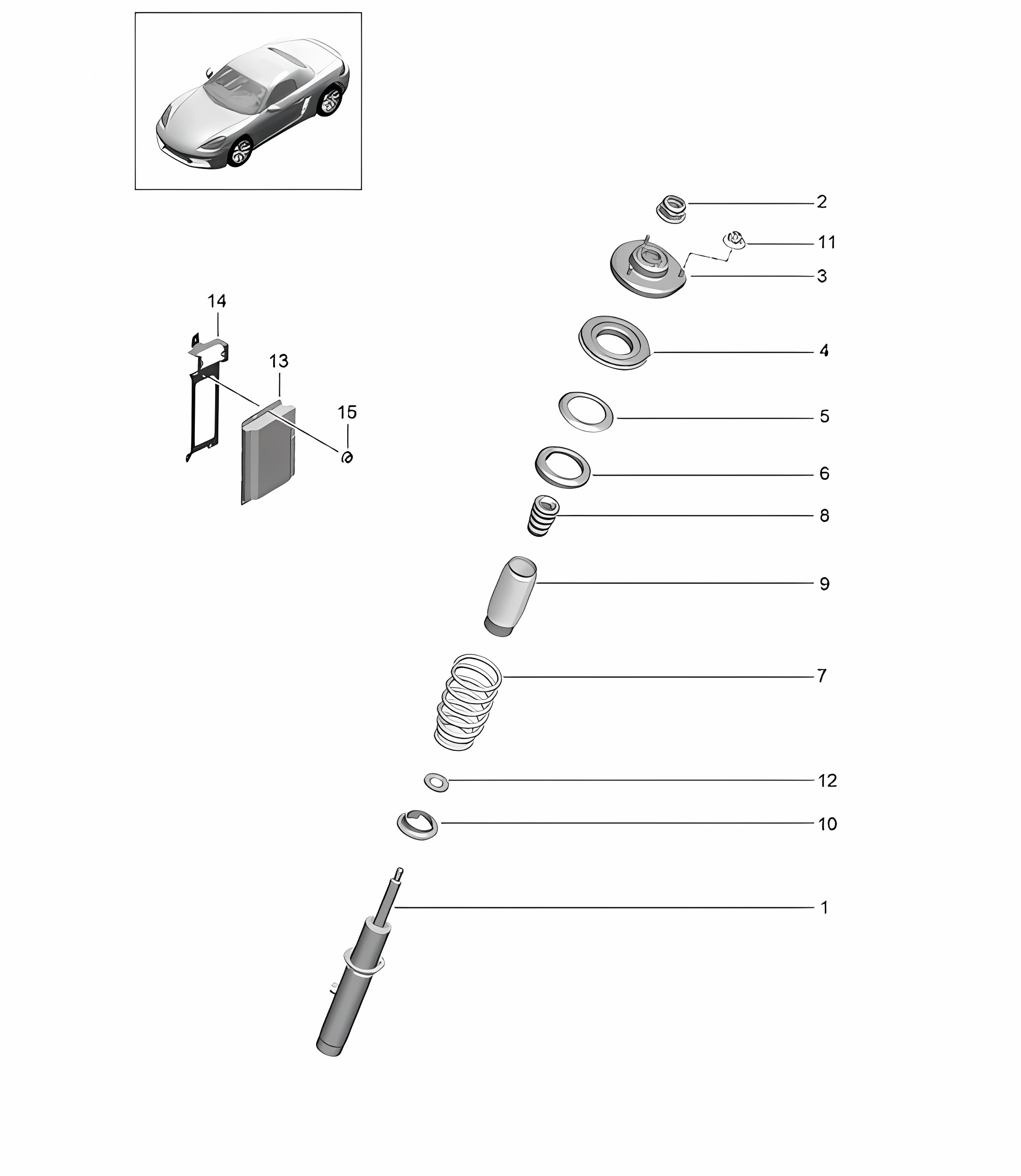 Suspension / Shock absorber strut 718 (982) Boxster 2017>>