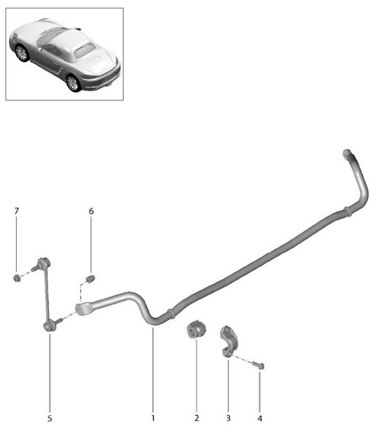 Diagram 501-003 Porsche 955 Cayenne 3.2L V6 2003-06 Asse posteriore