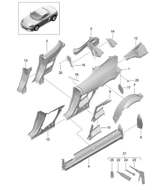 Diagram 801-050 Porsche Cayman 718C (982C) 2017>> Body