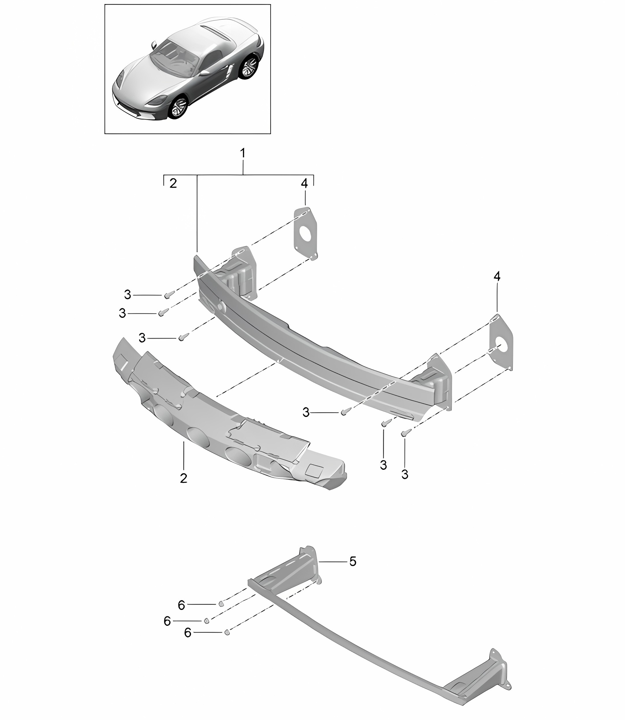 Bumper carrier - FRONT - 718 (982) Boxster 2017>>