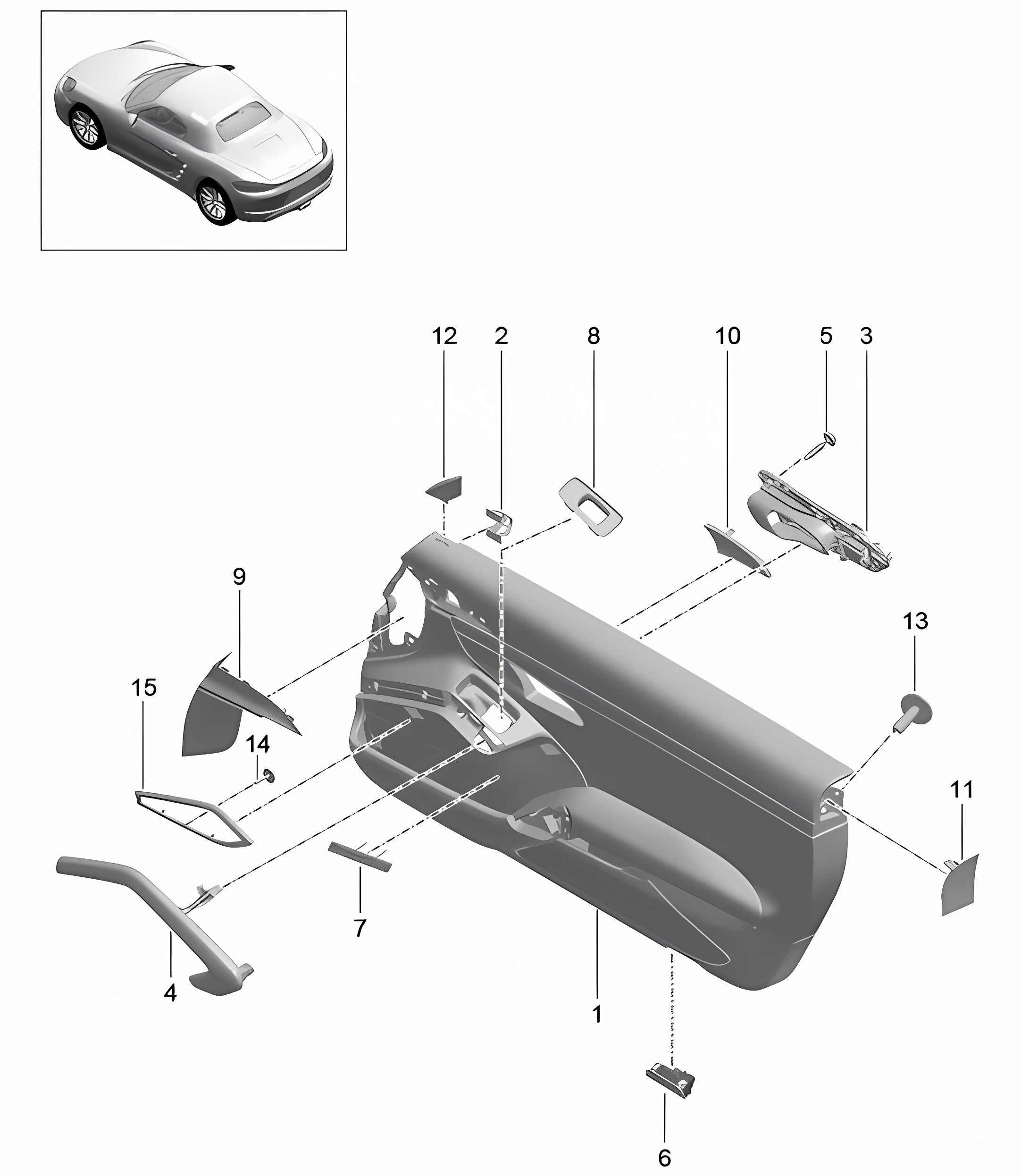 Door panel / Accessories / Trim / Leather (PR:981,XWA) 718 (982) Boxster 2017>>