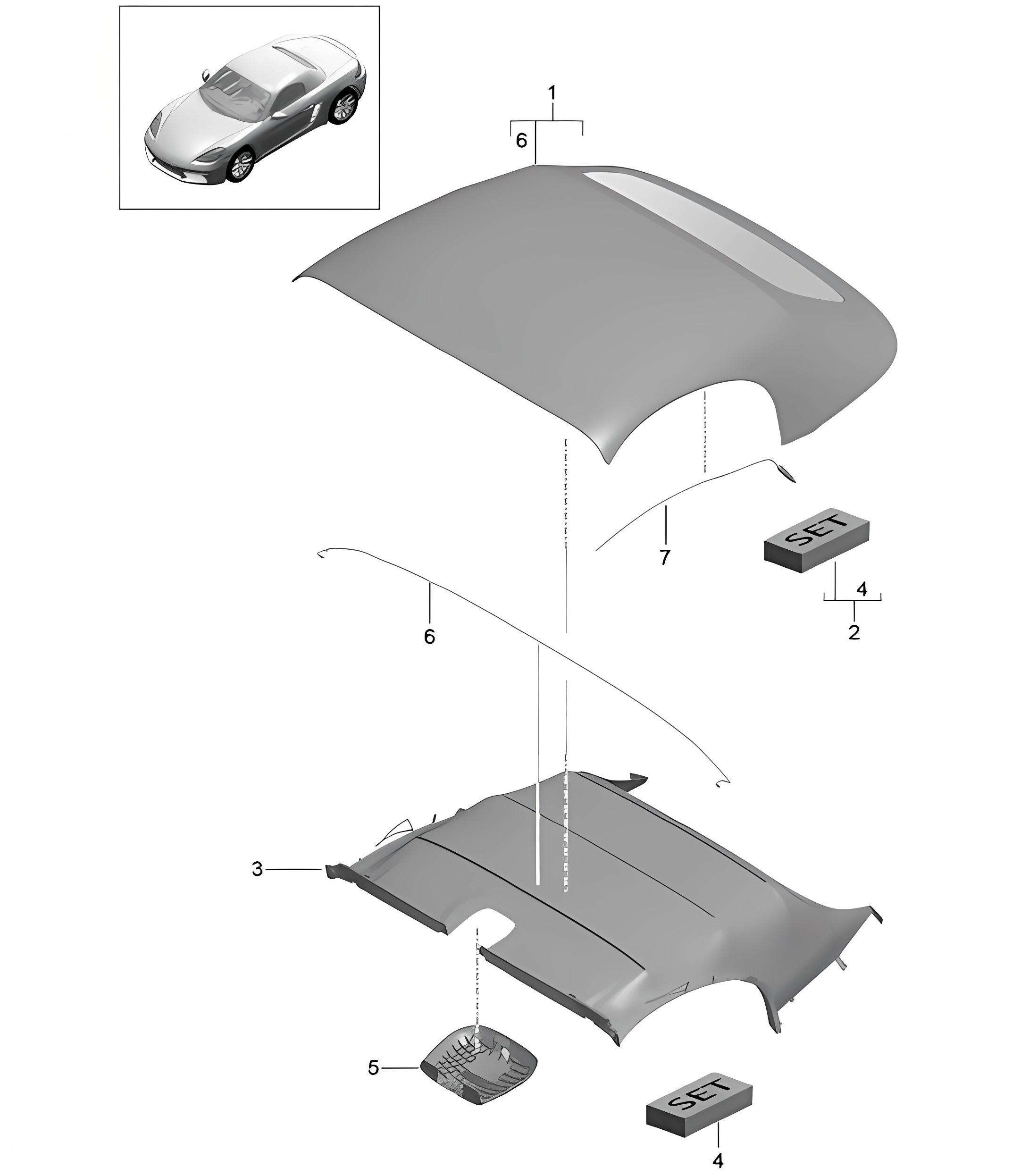 Convertible top covering / Roofliner 718 (982) Boxster 2017>>