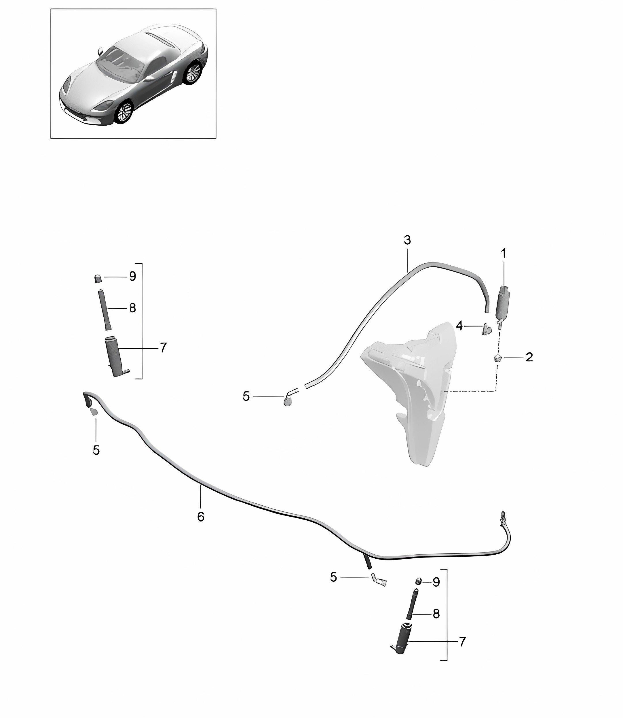 Headlight washer system (PR:288) 718 (982) Boxster 2017>>
