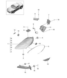 Scheinwerfer / Zusatzscheinwerfer / Blinker / Seitenmarkierungsleuchte / Blinker-Repeater (PR:603) 718 (982) Boxster 2017>>