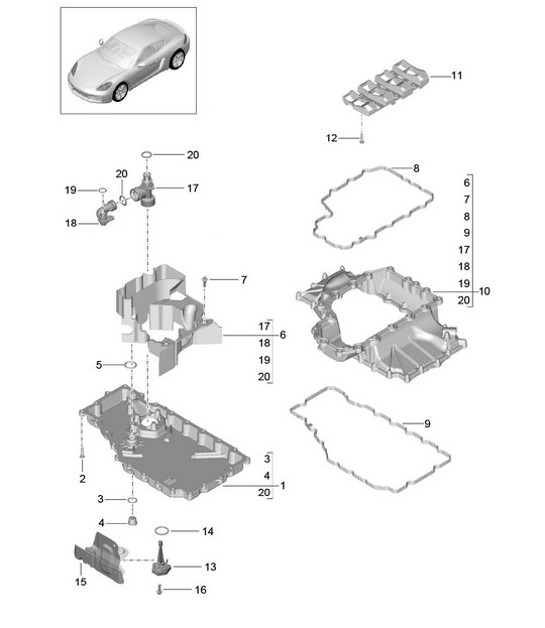 Diagram 104-002 Porsche Macan (95B) MK1 (2014-2018) Motore