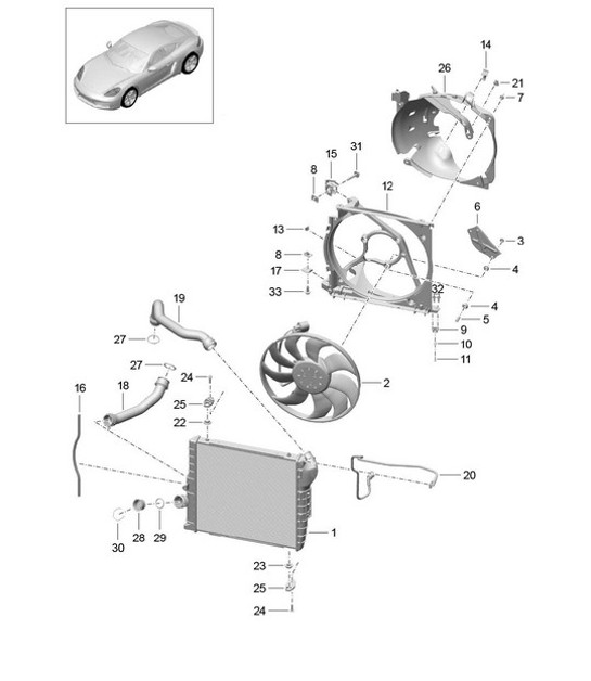 Diagram 105-015 Porsche Boxster 981 2.7L 2012-16 Engine