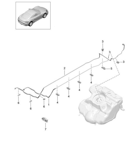 Diagram 201-005 Porsche Macan (95B) MK1 (2014-2018) Fuel System, Exhaust System