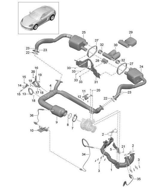 Diagram 202-000 Porsche 911 & 912 (1965-1989) Fuel System, Exhaust System