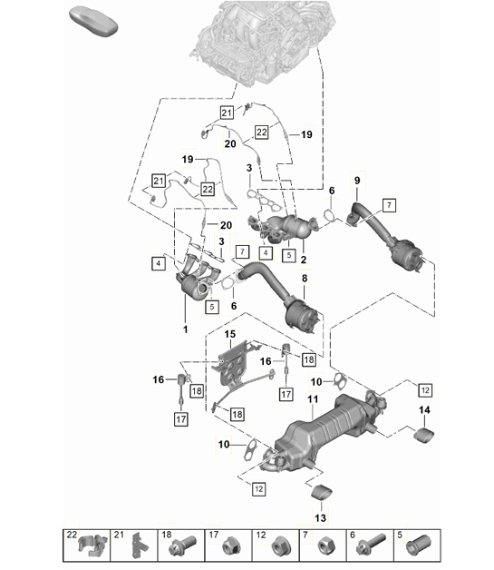 Diagram 202-003 Porsche Macan (95B) MK1 (2014-2018) Fuel System, Exhaust System