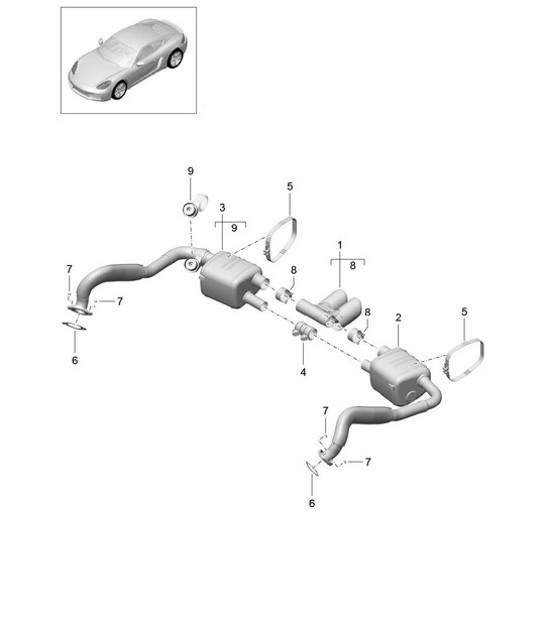 Diagram 202-010 Porsche Macan (95B) MK1 (2014-2018) Système de carburant, système d'échappement